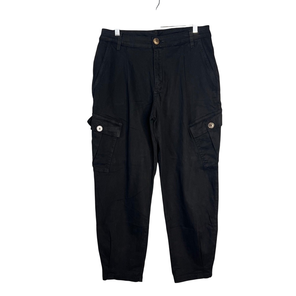 Amadi Cargo Pants Size M Black Utility High Waist Tapered Military Inspired NEW